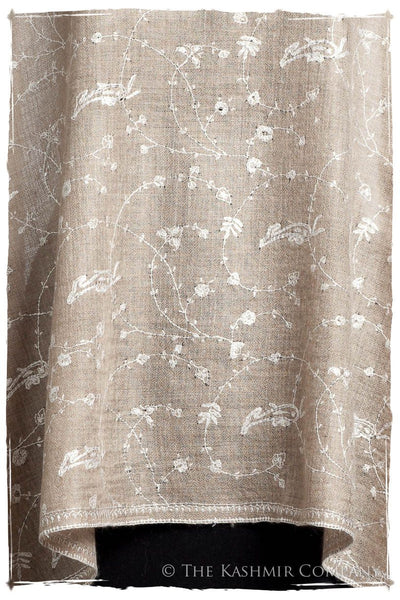 Taupe Blanc Paisley L'amour Soft Cashmere Scarf/Shawl