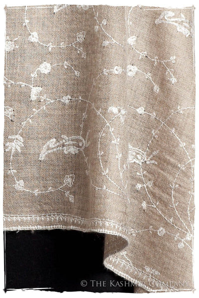 Taupe Blanc Paisley L'amour Soft Cashmere Scarf/Shawl