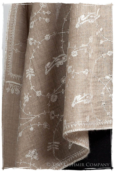 Taupe Blanc Paisley L'amour Soft Cashmere Scarf/Shawl