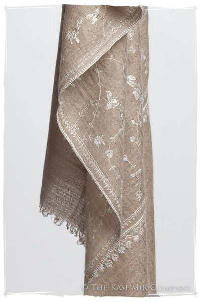 Taupe Blanc Paisley L'amour Soft Cashmere Scarf/Shawl