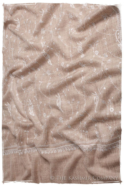 Taupe Blanc Paisley L'amour Soft Cashmere Scarf/Shawl