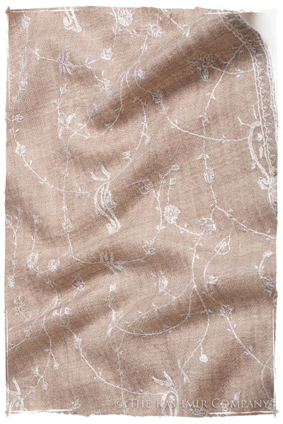 Taupe Blanc Paisley L'amour Soft Cashmere Scarf/Shawl