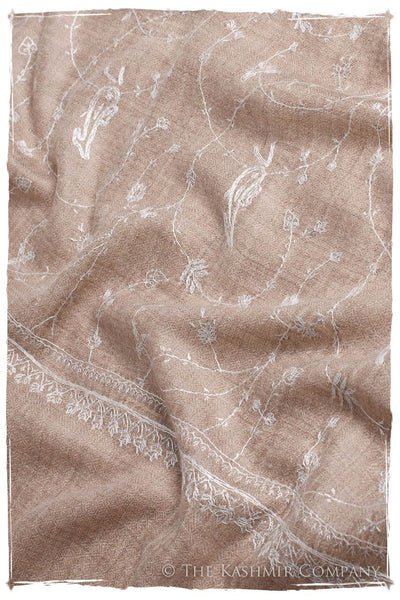 Taupe Blanc Paisley L'amour Soft Cashmere Scarf/Shawl