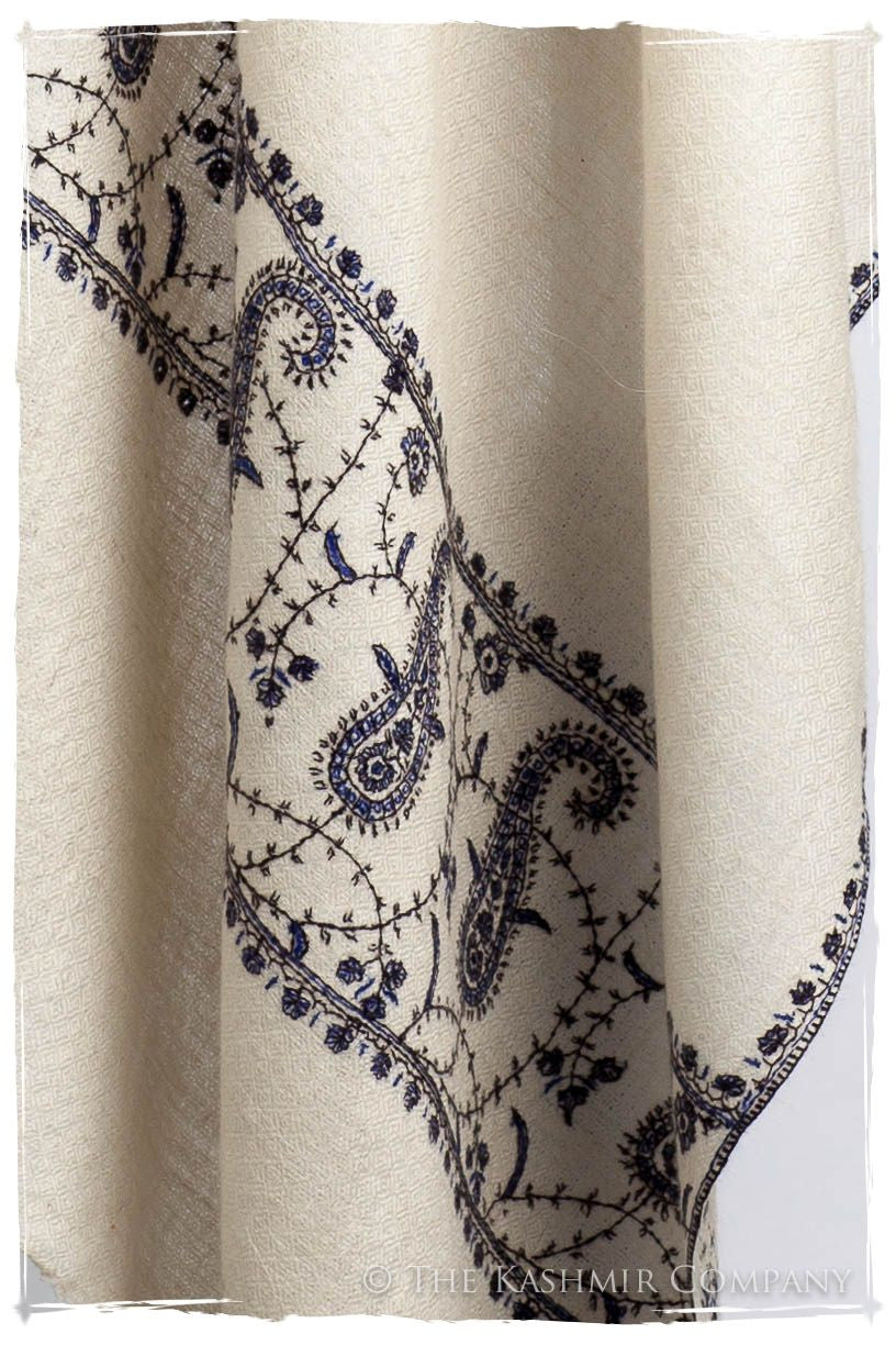 Frontière Jardin Bleu Noir L'amour Soft Cashmere Scarf/Shawl