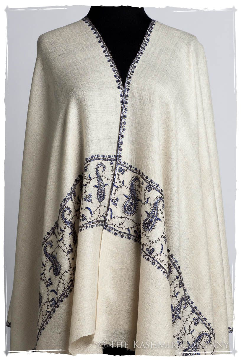 Frontière Jardin Bleu Noir L'amour Soft Cashmere Scarf/Shawl