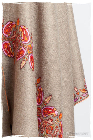 Orient Taupe Paisley L'amour Soft Cashmere Scarf/Shawl