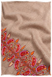 Orient Taupe Paisley L'amour Soft Cashmere Scarf/Shawl