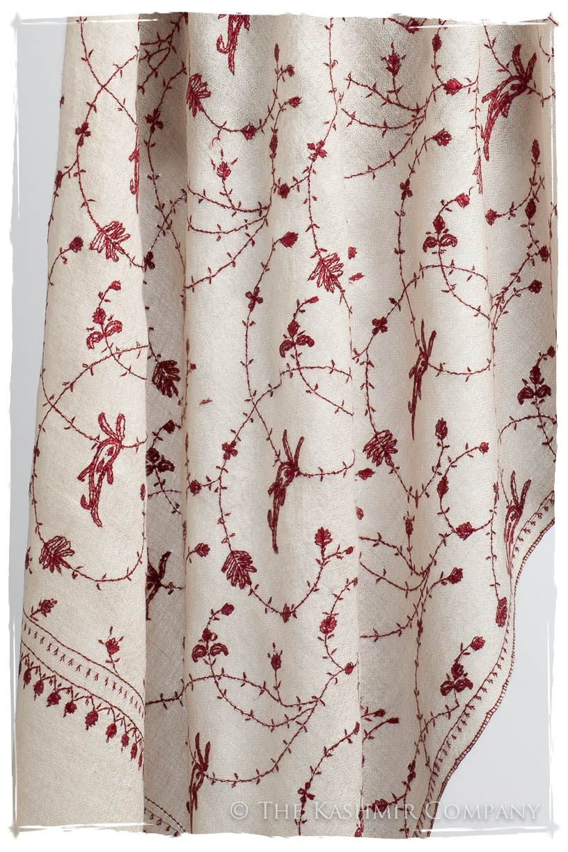 Bordeaux d'Ivoire Paisley L'amour Soft Cashmere Scarf/Shawl