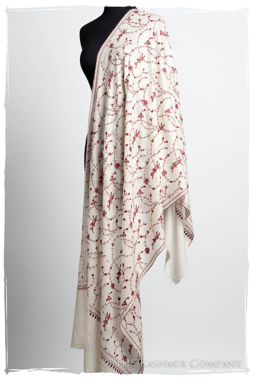 Bordeaux d'Ivoire Paisley L'amour Soft Cashmere Scarf/Shawl