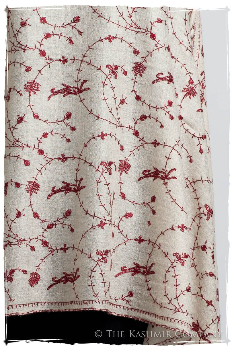 Bordeaux d'Ivoire Paisley L'amour Soft Cashmere Scarf/Shawl