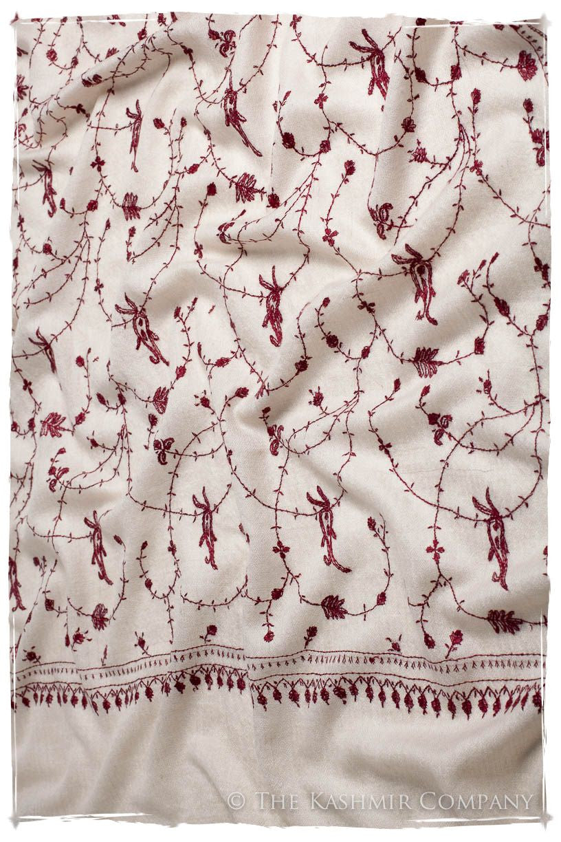 Bordeaux d'Ivoire Paisley L'amour Soft Cashmere Scarf/Shawl