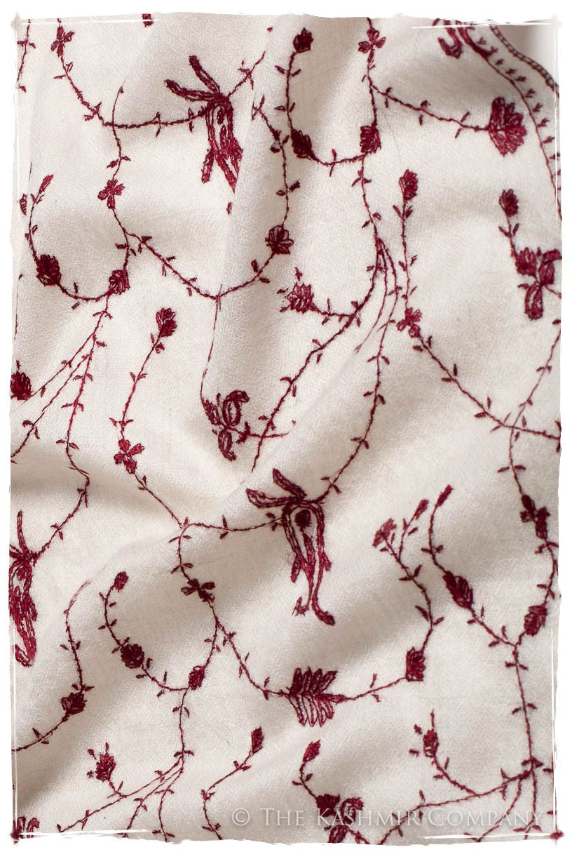 Bordeaux d'Ivoire Paisley L'amour Soft Cashmere Scarf/Shawl