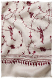 Bordeaux d'Ivoire Paisley L'amour Soft Cashmere Scarf/Shawl
