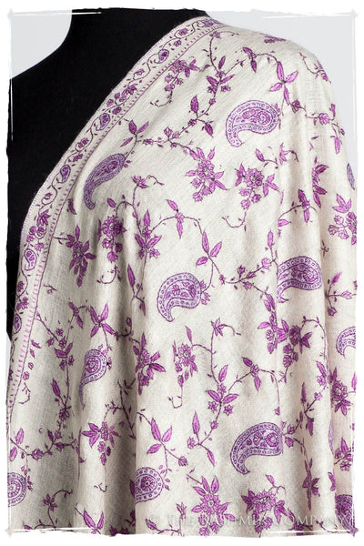 Pourpre Lilac de Rose Paisley L'amour Soft Cashmere Scarf/Shawl