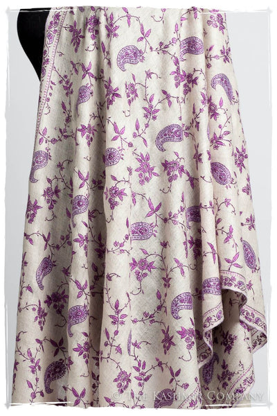 Pourpre Lilac de Rose Paisley L'amour Soft Cashmere Scarf/Shawl