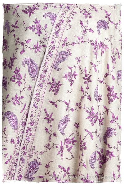 Pourpre Lilac de Rose Paisley L'amour Soft Cashmere Scarf/Shawl