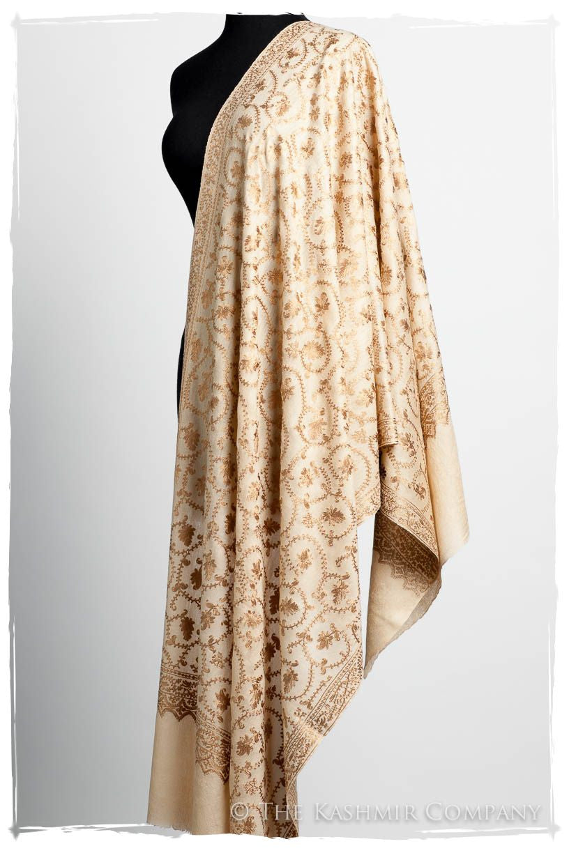 The Sophistiqué Gold Crème Jardin Shawl