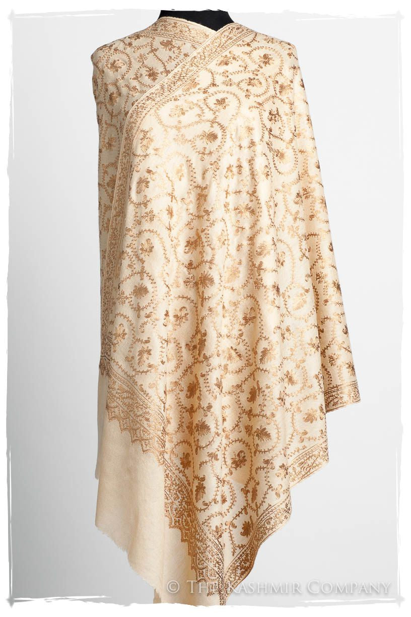 The Sophistiqué Gold Crème Jardin Shawl