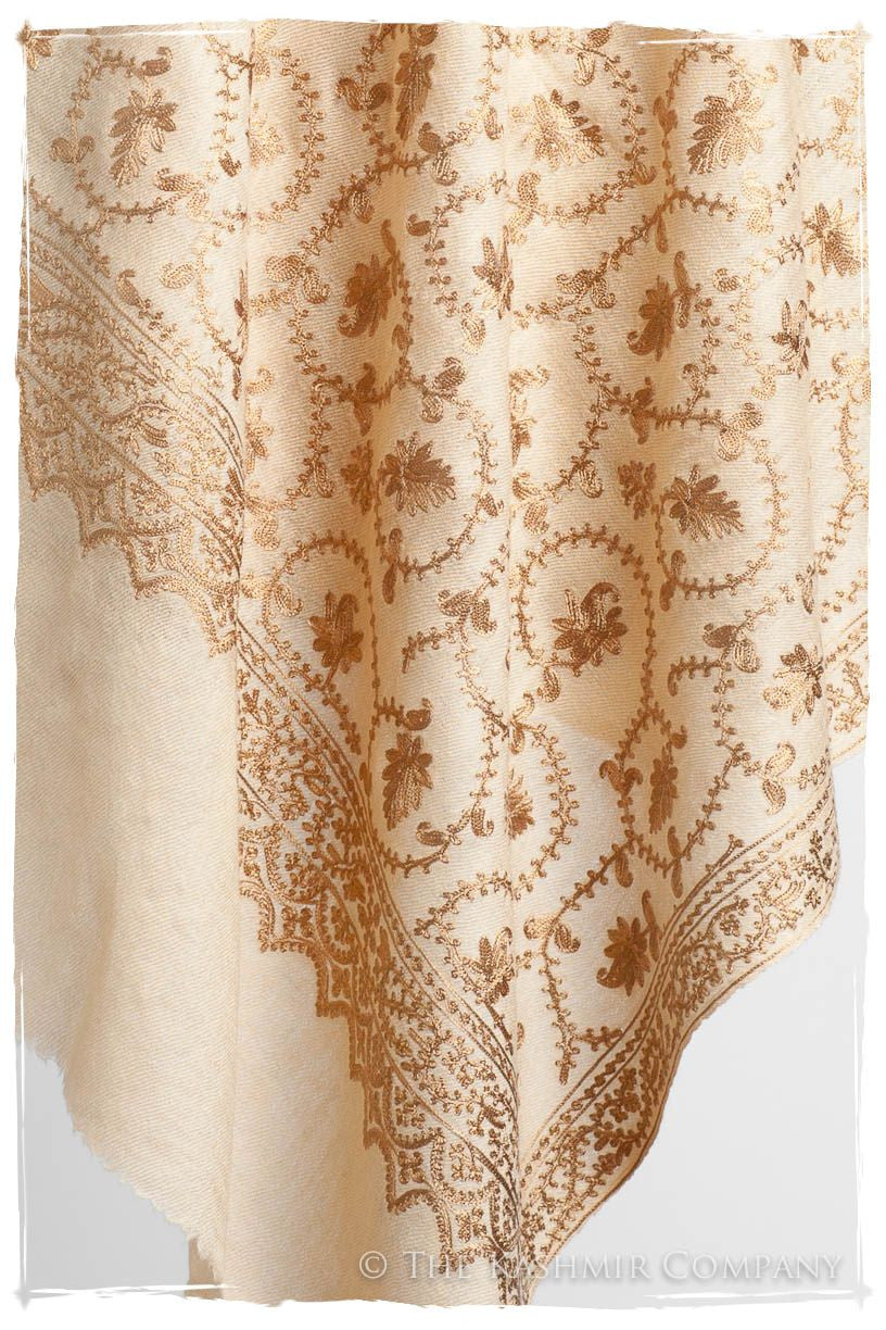 The Sophistiqué Gold Crème Jardin Shawl