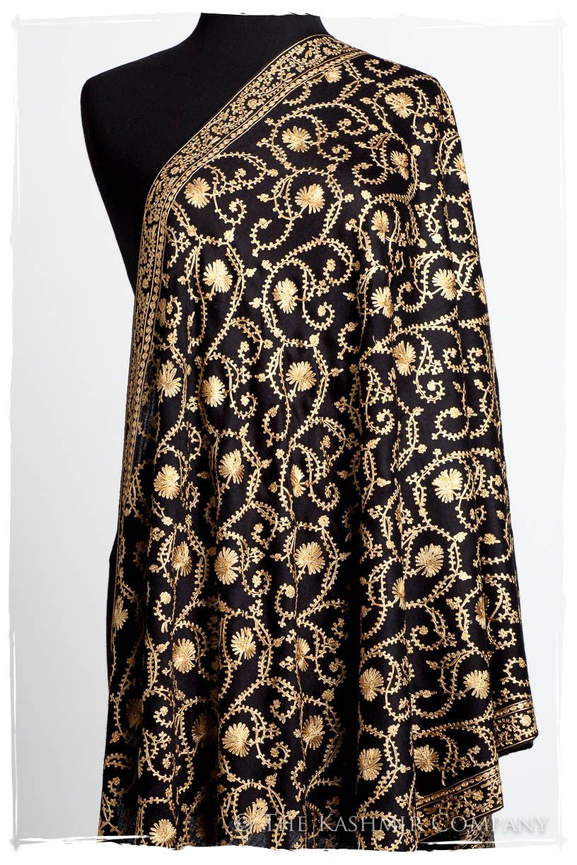 The Sophistiqué Gold Ebony Jardin Shawl