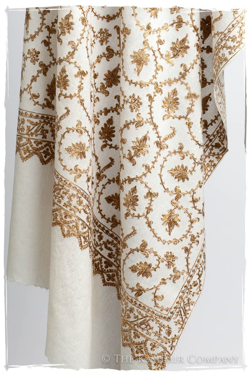 The Sophistiqué Gold Ivoire Jardin Shawl