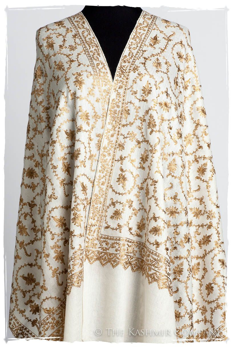 The Sophistiqué Gold Ivoire Jardin Shawl