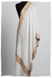 The Sophistiqué Ivoire Oro Lotus Frontière Shawl