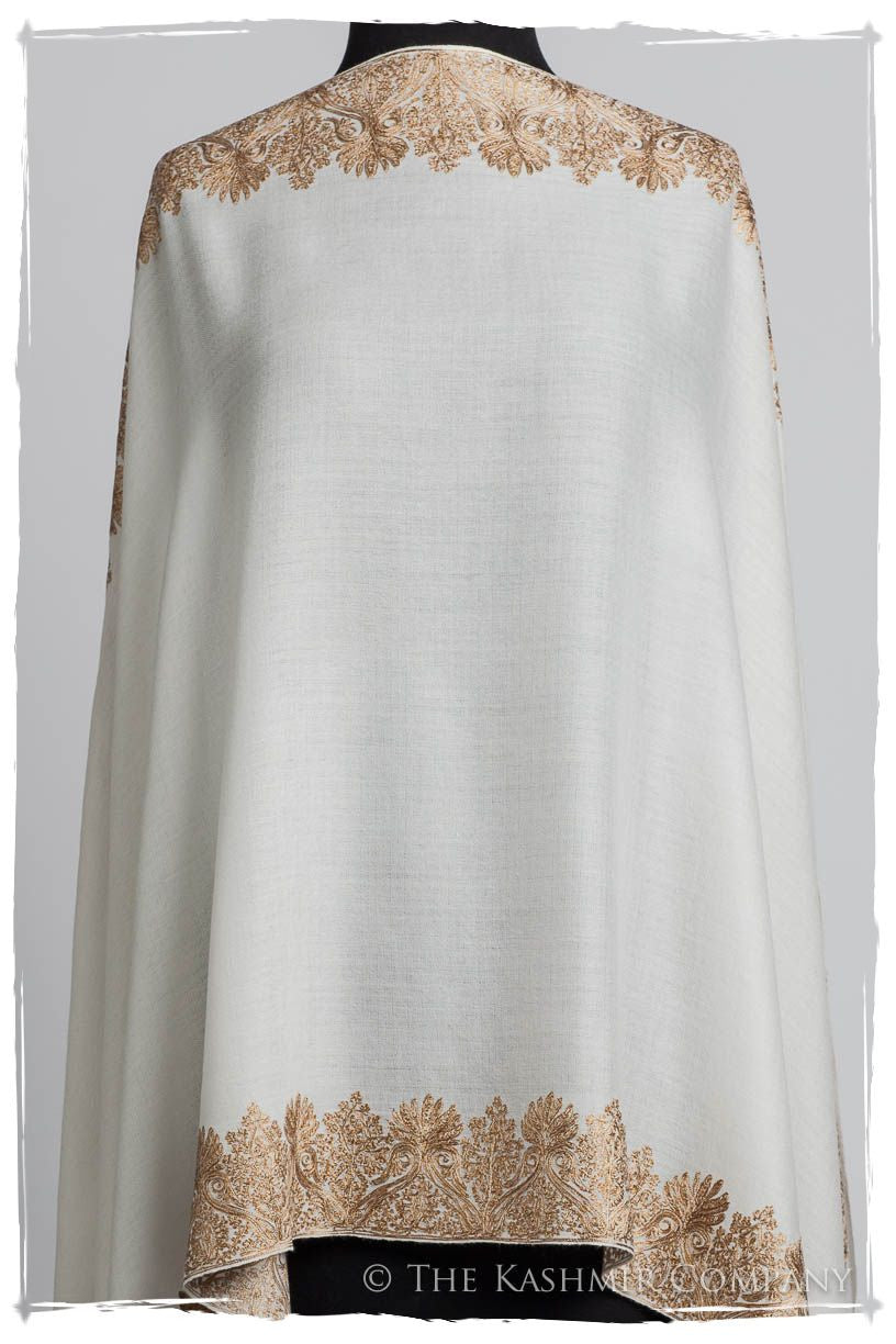 The Sophistiqué Ivoire Oro Lotus Frontière Shawl