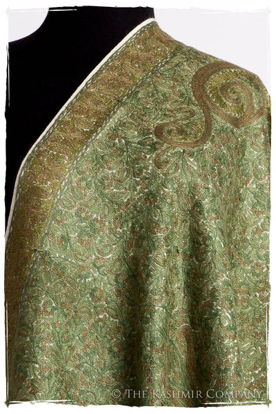 Cachemire Vert Ivoire Trésor Paisley Antiquaires Shawl