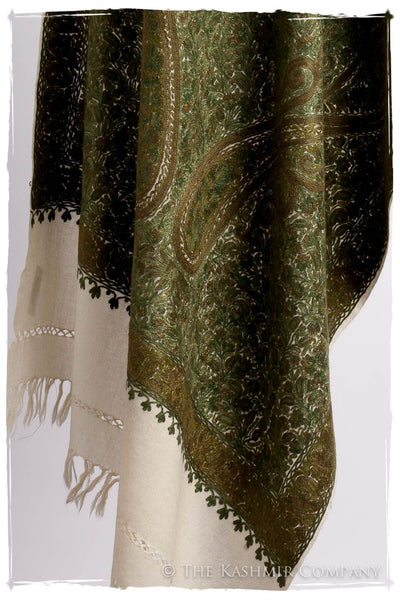 Cachemire Vert Ivoire Trésor Paisley Antiquaires Shawl