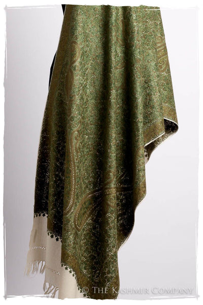 Cachemire Vert Ivoire Trésor Paisley Antiquaires Shawl