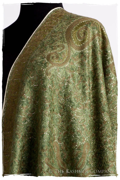 Cachemire Vert Ivoire Trésor Paisley Antiquaires Shawl