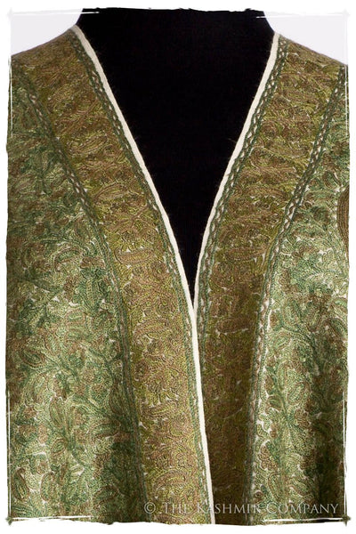 Cachemire Vert Ivoire Trésor Paisley Antiquaires Shawl