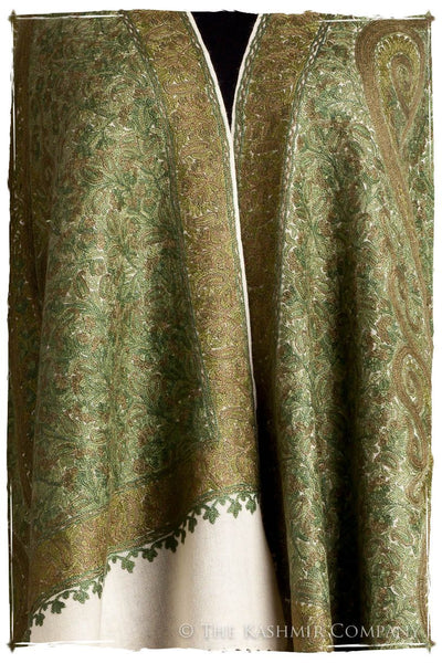 Cachemire Vert Ivoire Trésor Paisley Antiquaires Shawl