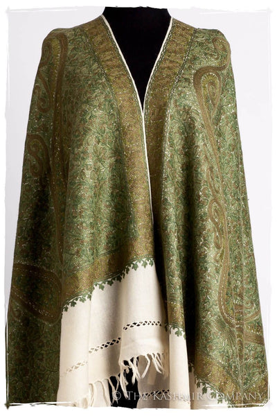 Cachemire Vert Ivoire Trésor Paisley Antiquaires Shawl