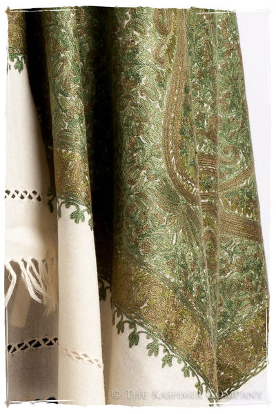 Cachemire Vert Ivoire Trésor Paisley Antiquaires Shawl