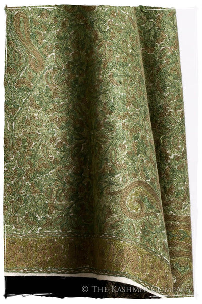 Cachemire Vert Ivoire Trésor Paisley Antiquaires Shawl