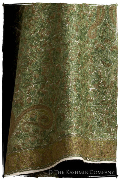 Cachemire Vert Ivoire Trésor Paisley Antiquaires Shawl