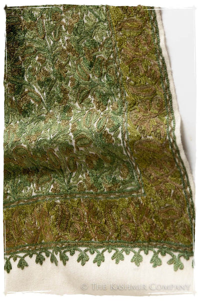 Cachemire Vert Ivoire Trésor Paisley Antiquaires Shawl