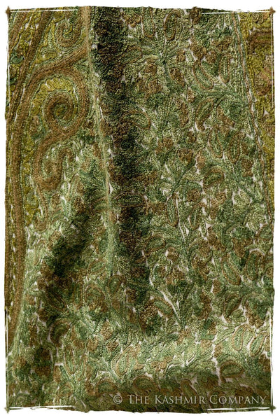 Cachemire Vert Ivoire Trésor Paisley Antiquaires Shawl