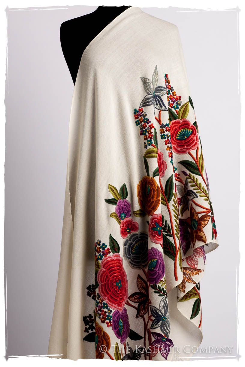 Nouvelle Soirée Belle Roses Ivorie Shawl