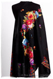 Frontière Jardin Noir Bouquet Mascarade Shawl