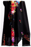 Frontière Jardin Noir Bouquet Mascarade Shawl