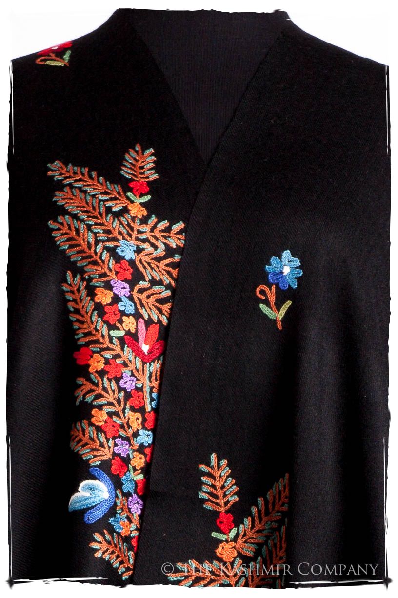 Frontière Jardin Noir Bouquet Mascarade Shawl