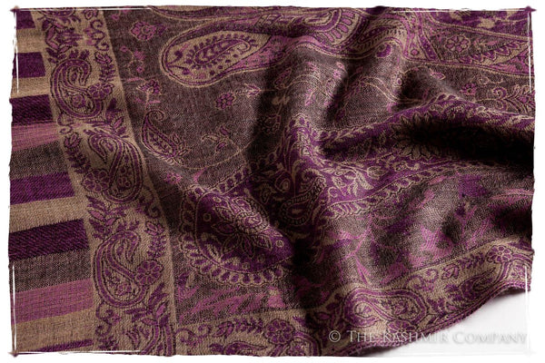 Orchidée Iris Mughal Paisley Reversible Soft Cashmere Scarf/Shawl