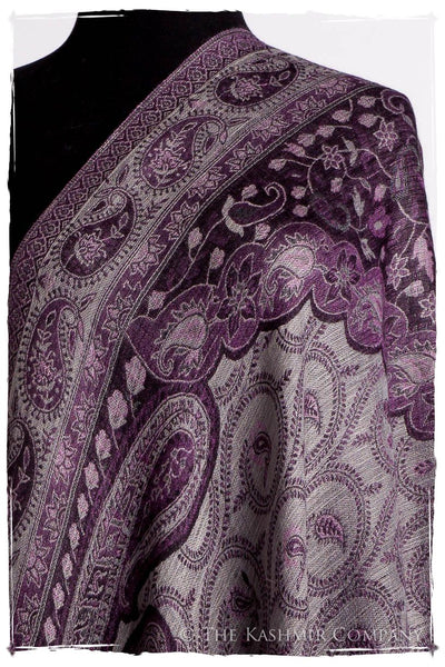 Impérial Purple Mughal Paisley Reversible Soft Cashmere Scarf/Shawl