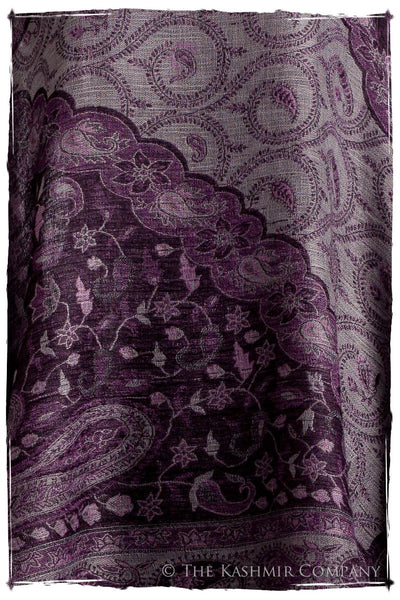 Impérial Purple Mughal Paisley Reversible Soft Cashmere Scarf/Shawl