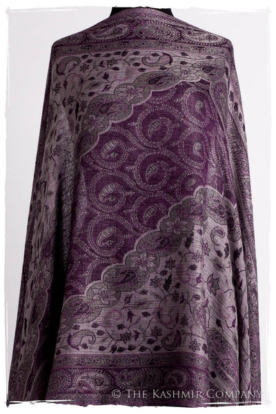 Impérial Purple Mughal Paisley Reversible Soft Cashmere Scarf/Shawl