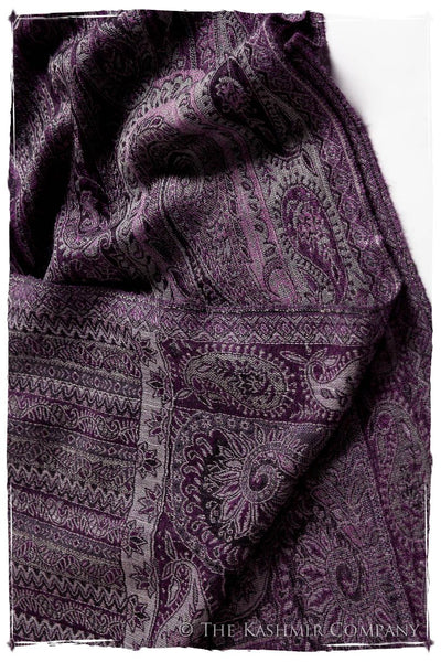 Impérial Purple Mughal Paisley Reversible Soft Cashmere Scarf/Shawl