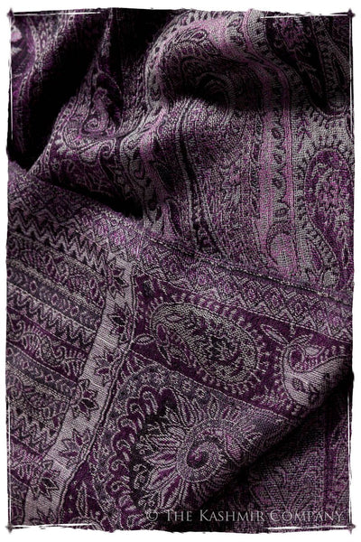 Impérial Purple Mughal Paisley Reversible Soft Cashmere Scarf/Shawl